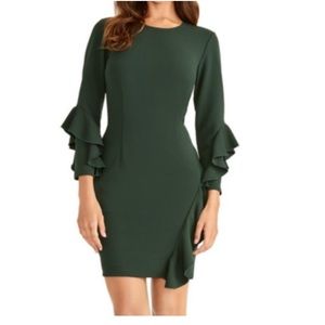 RACHEL Rachel Roy Ruffled Long Sleeve Sheath Dress